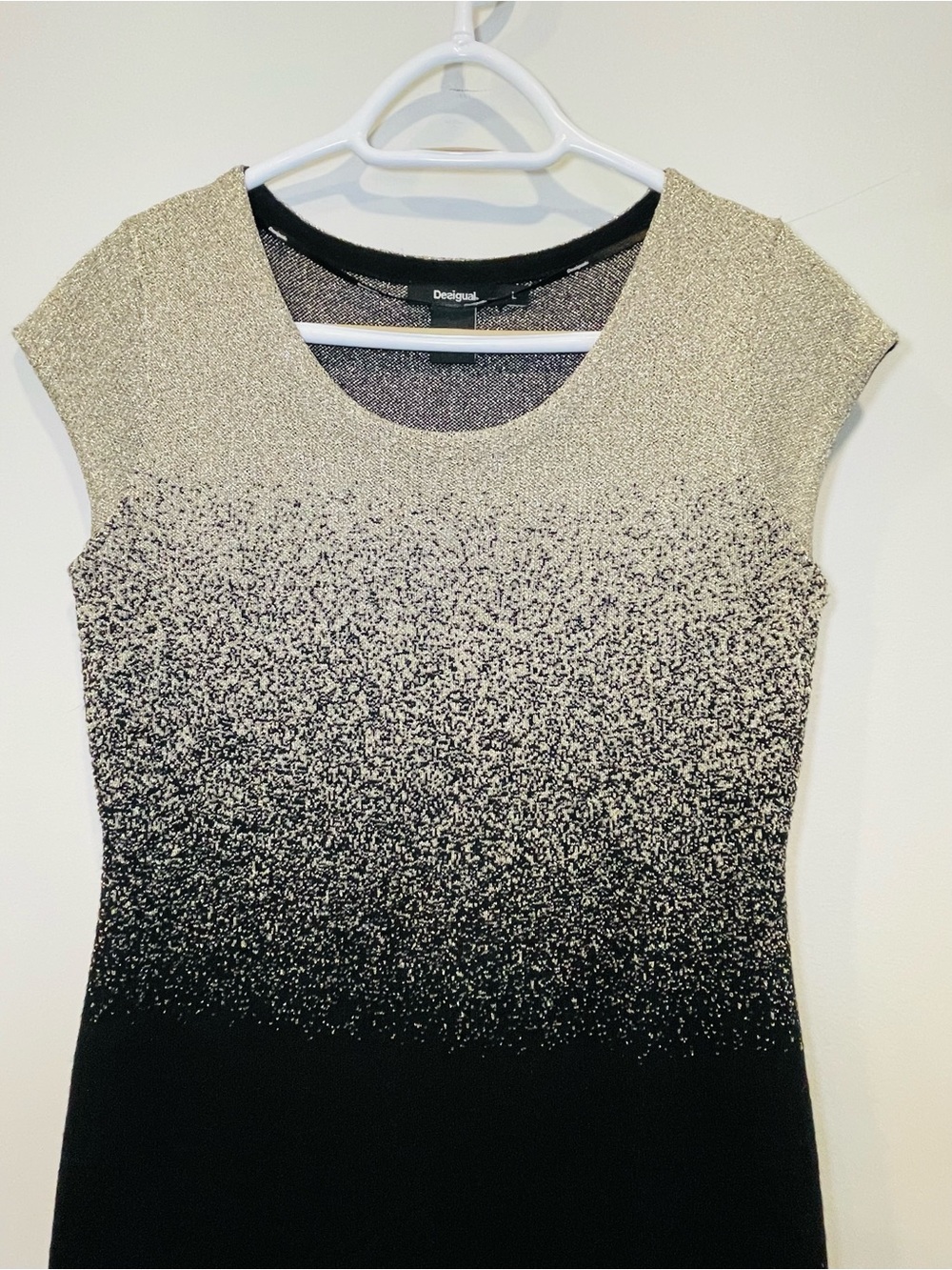 Desigual Gold-to-Black Ombre Cap-Sleeve Mini Dress - Picture 3 of 6